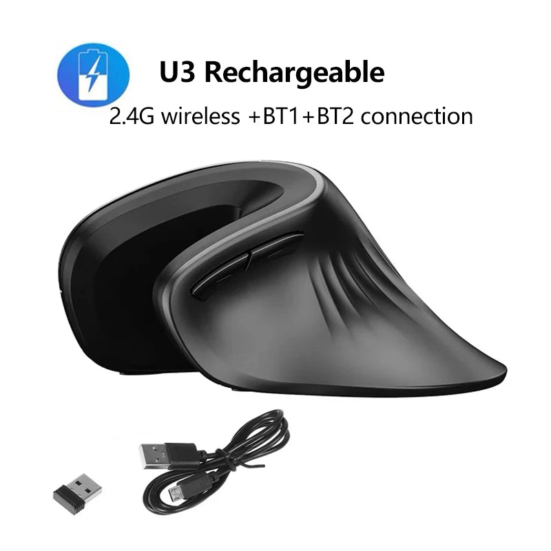 Warvank U2 Vertical Wireless Mouse Ergonomic Optical Comfortable Silent Office Mouse DPI Adjustable 800/1200/1600 for PC Laptop