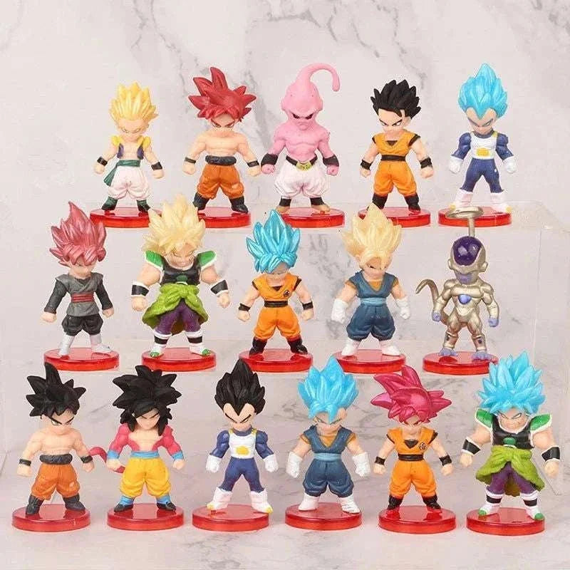 16 Pcs Set Dragon Ball Super Son Goku Gohan Vegeta Broly Piccolo Majin Buu Action Anime Figurine Mini Figures