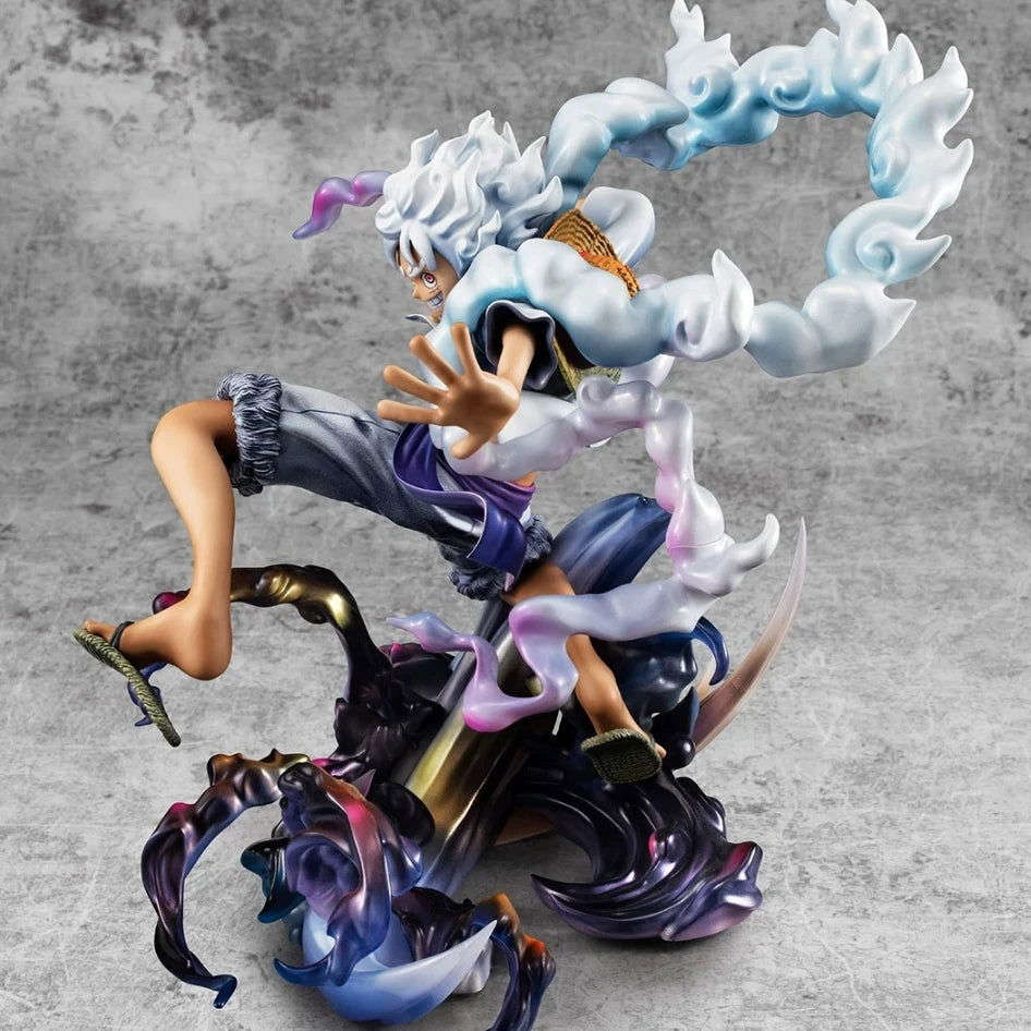 Anime One Piece Figure, Gear 5 Monkey D. Luffy Action Figurine, Sun God Nika Luffy Statue Toy Gifts 23 cm, 9 in
