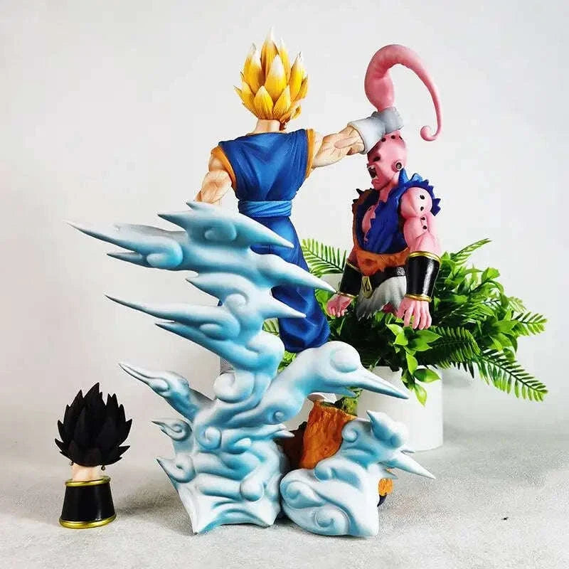 Super Saiyan Vegito Vs Majin Buu Anime Figure, Dragon Ball Z Action Figurines PVC Statue 31 CM
