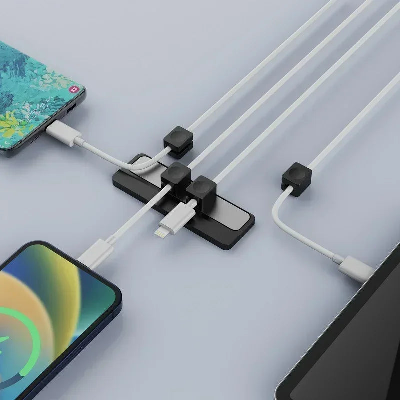 Cable Organizer Magnetic Cable Clips Cable Smooth Adjustable Cord Holder Under Desk Cable Management & Pad Wire Keeper Holder