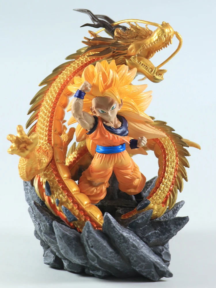Super Saiyan 3 Goku Chibi Figure, SSJ3 Dragon Ball Z DBZ Figurine, Anime 6 in