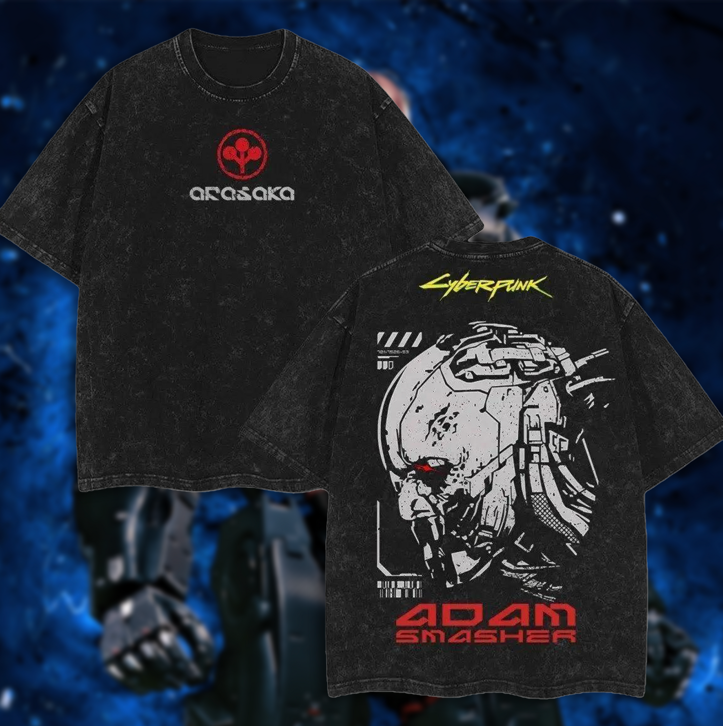 CyberPunk 2077 Adam Smasher Acid Washed T-shirt