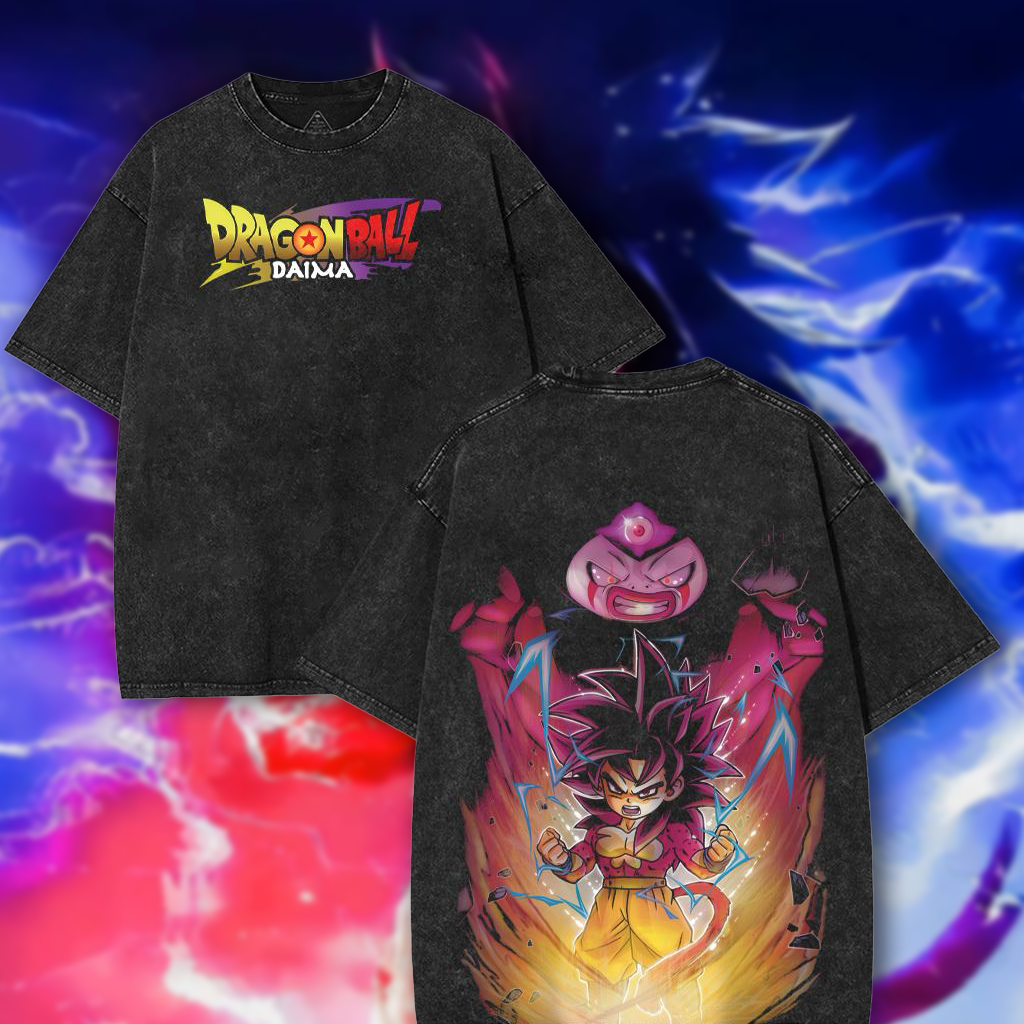 Dragon Ball DAIMA Goku Retro Vintage Oversized Washed T-Shirt