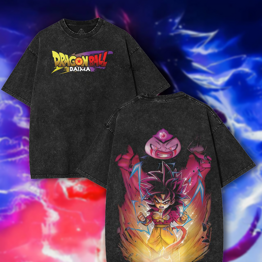 Dragon Ball DAIMA Goku Retro Vintage Oversized Washed T-Shirt