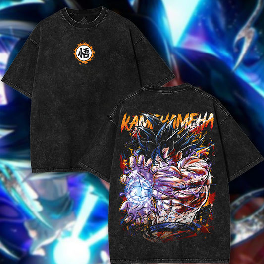 Dragon Ball "Kamehameha" Anime Washed Cotton T-shirt