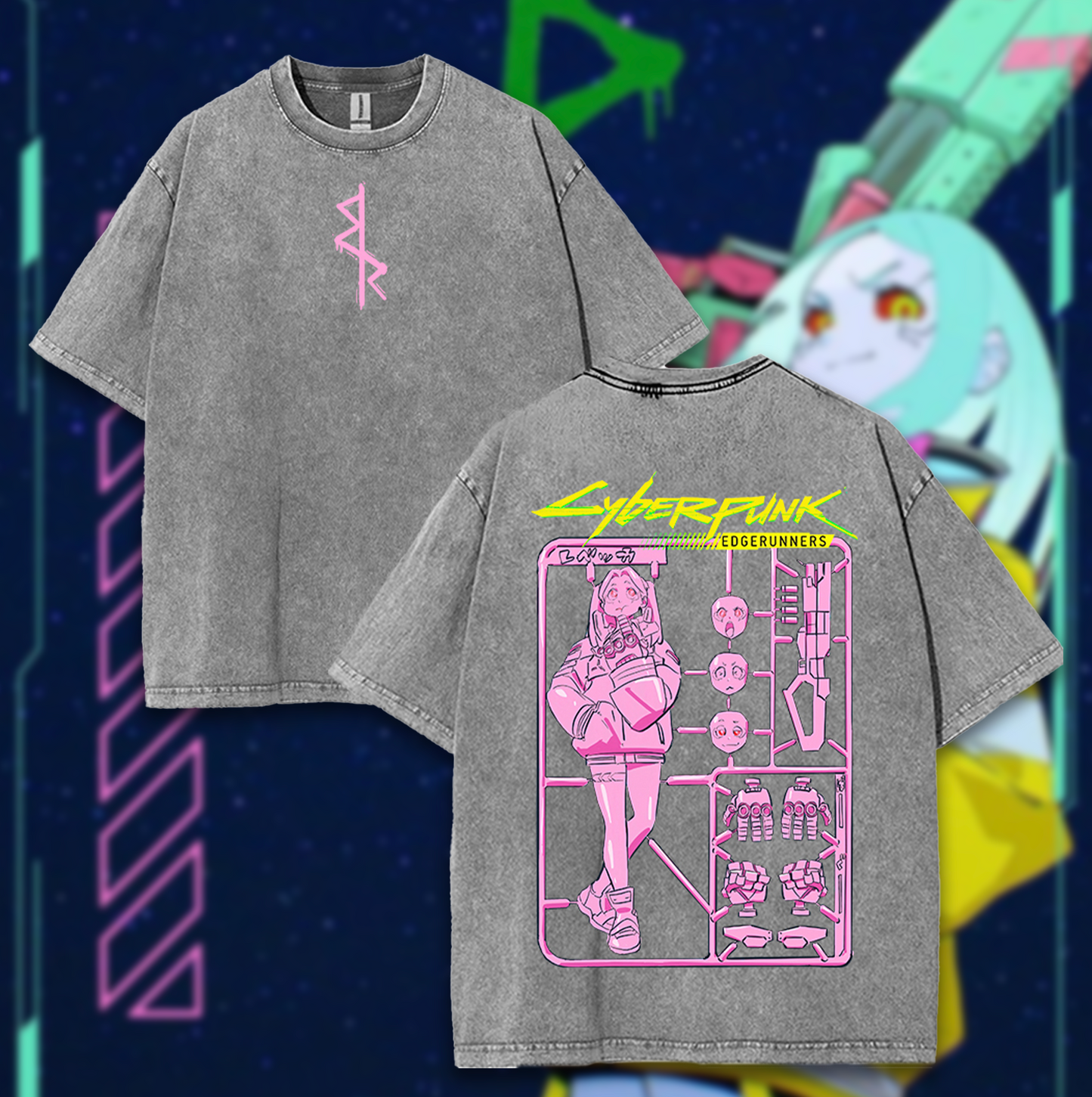 Cyberpunk EdgeRunner Rebecca Oversized Unisex Washed T-shirt