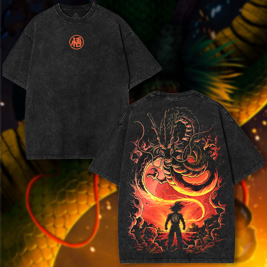 Shenron Dragon Ball Z Anime Washed Cotton T-shirt