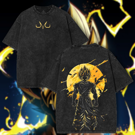 Dragon Ball Goku SSJ2 Anime Washed Cotton T-shirt